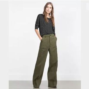 ❌ SOLD ❌ ZARA WOMAN WIDE LEG PANTS COTTON GREEN M